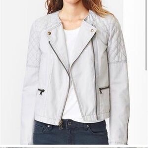 GAP LIGHT GRAY WOMEN’S QUILTED MOTO JACKET SZ 14